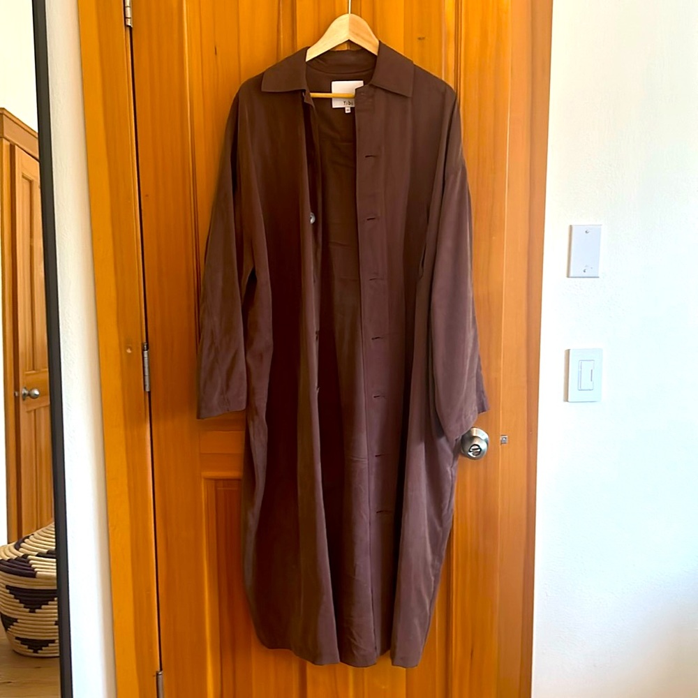 Tibi Lancaster lyocell brown trench / lab coat size xs